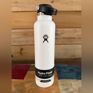 HYDRO FLASK Standard Mouth Insulated 24 oz Water Bottle W/Flex Cap New White